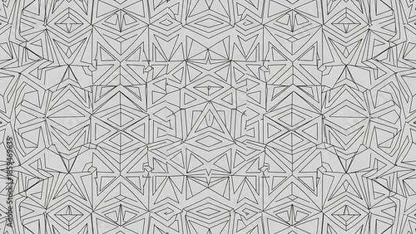 Obraz Intricate geometric pattern showcasing repeating triangular and diamond shapes in a grayscale design