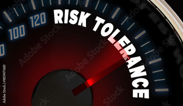 Obraz Risk Tolerance Level Speedometer Measure Tolerant Aversion 3d Illustration