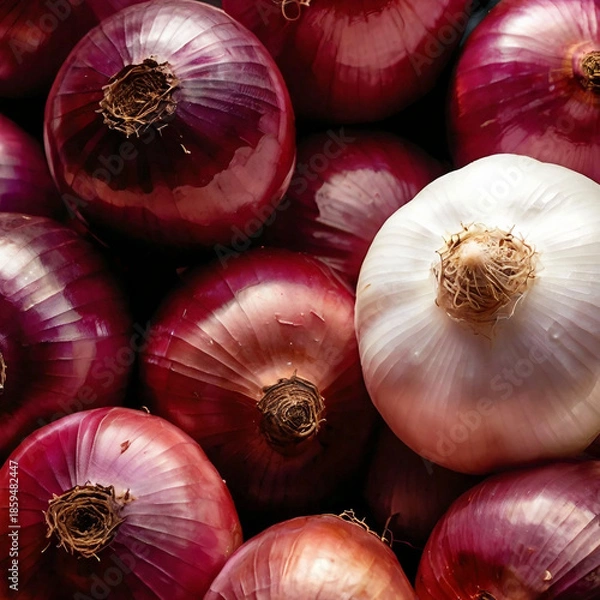 Obraz Vibrant Red onion and garlic