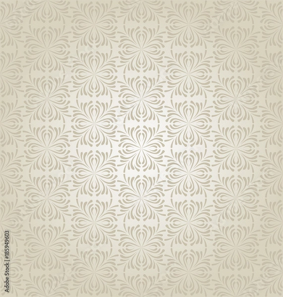 Fototapeta Silver wallpaper. Modern background, flower pattern. Retro style. Silver and gray color. Vector art