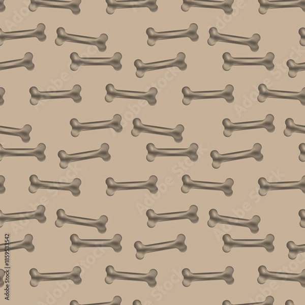 Obraz Seamless Dog Bone Pattern on Beige Background