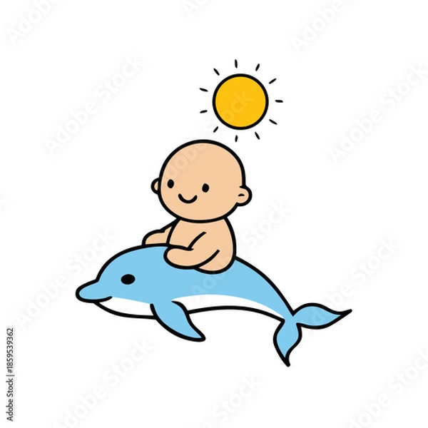 Fototapeta boy and dolphin