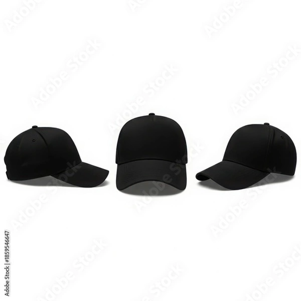 Obraz Black baseball cap isolated on white background