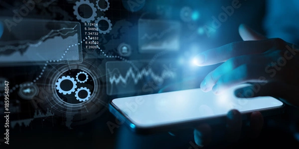 Obraz Financial Data Analysis and Real-Time Digital Performance Visualization on an Interactive Interface.