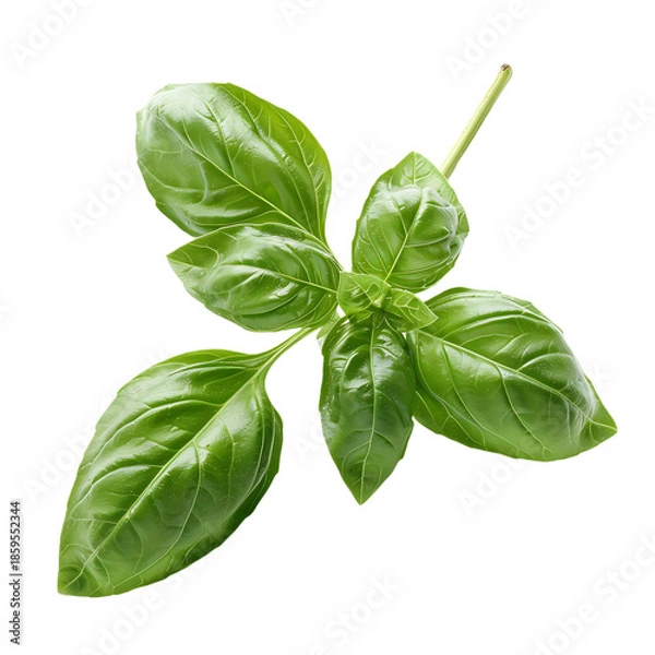 Obraz Fresh Basil Stem Single Isolated On Transparent Background