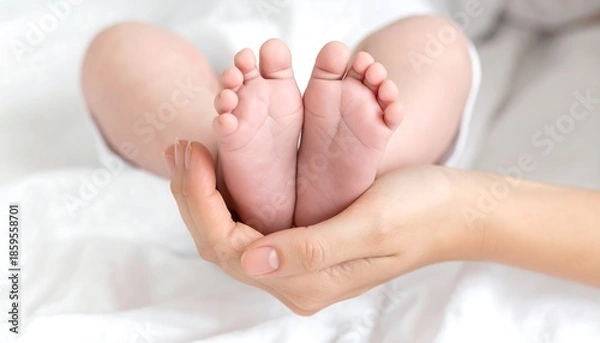 Obraz Tiny baby feet held gently