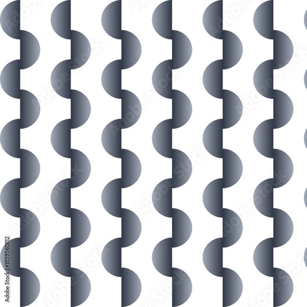 Obraz Seamless Black Gradient Scalloped Wave Pattern on White Background