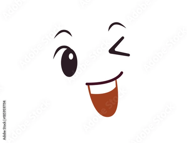 Fototapeta wink winking face emoji fun smile smiling emoji symbol sign icon vector illustration isolated flat playful, flirting, 