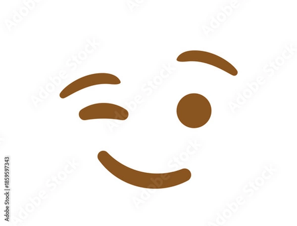Fototapeta wink winking face emoji fun smile smiling emoji symbol sign icon vector illustration isolated flat playful, flirting, 