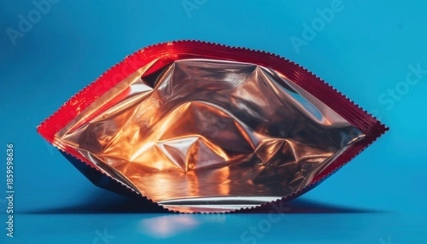 Obraz Empty Foil Packaging on Blue Background.