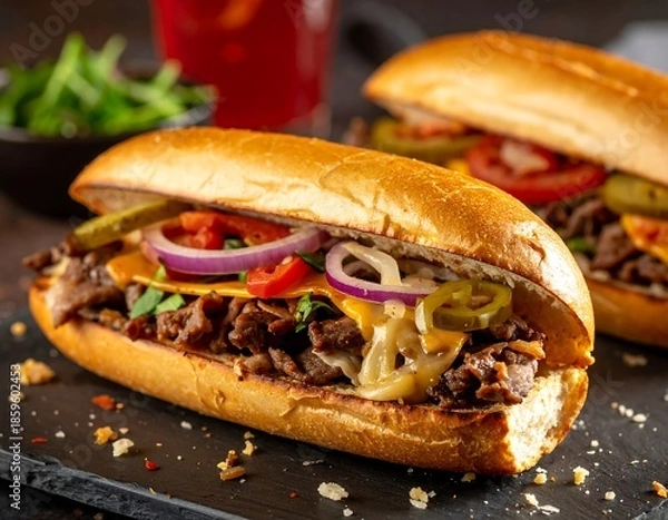Obraz Two Philly Cheesesteak Sandwiches
