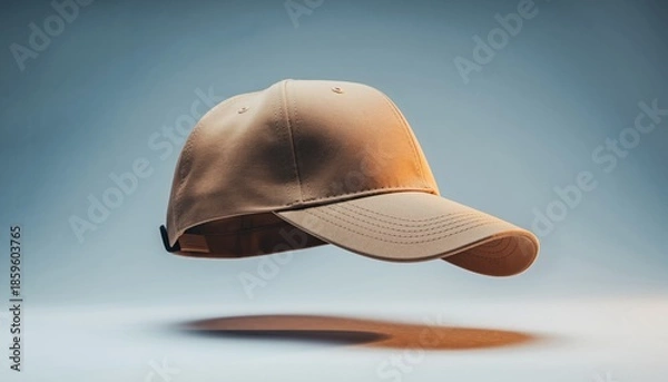 Obraz Floating Beige Baseball Cap with Shadow.
