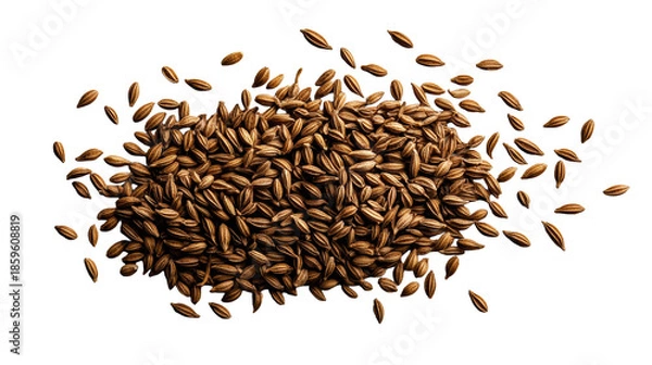Obraz Cumin Seeds Scattered on Transparent Background