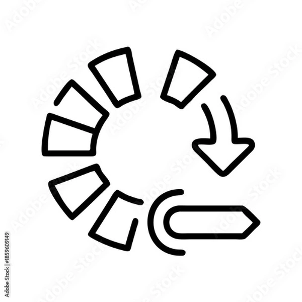 Obraz Circular arrow icon with multiple segments representing a process  