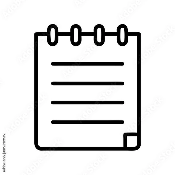 Obraz Blank notepad with lines and spiral binding on white background  