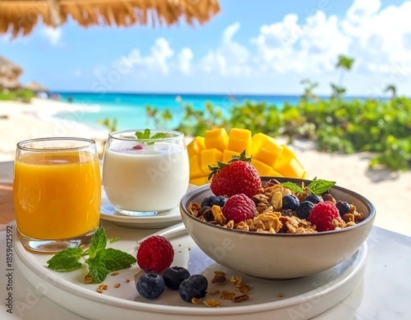 Obraz Tropical breakfast on a beach