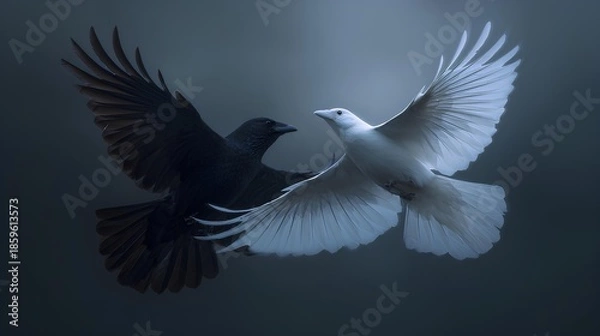 Obraz Abstract Blue Birds in Symmetrical Motion