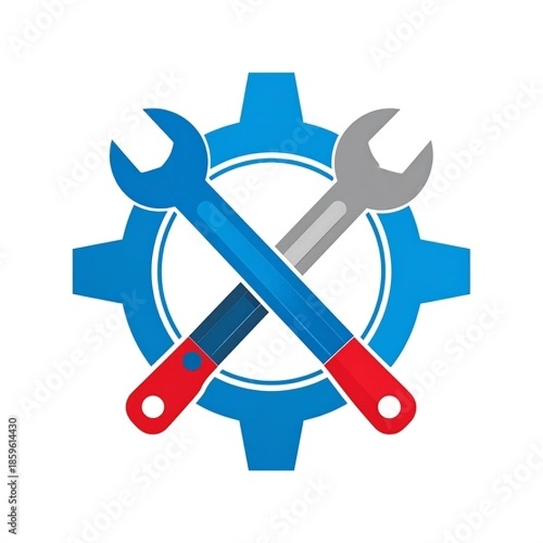 Obraz Two crossed wrenches inside a gear