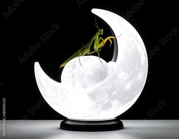 Obraz Two praying mantises on a glowing moon