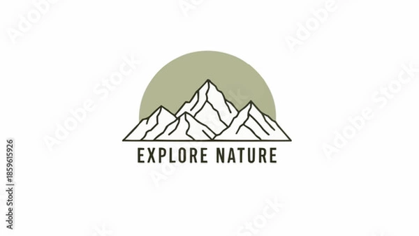 Obraz Minimalist mountain range logo with explore nature text.