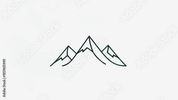 Obraz Minimalist mountain range outline illustration clean design.
