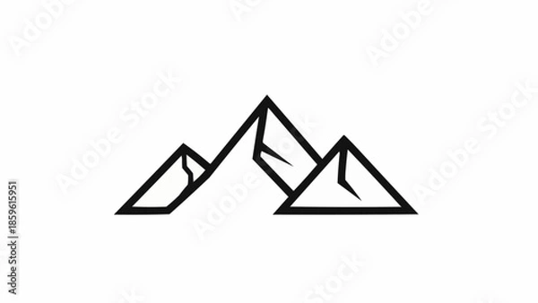 Obraz Minimalist mountain range outline graphic design.