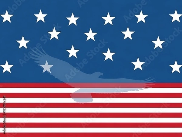 Obraz American Flag Eagle Silhouette