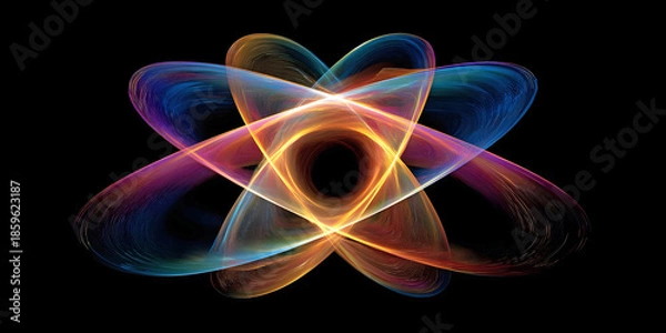 Obraz Symmetrical Orbital Array with Atomic and Planetary Motifs, ai generated.