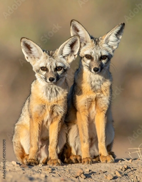 Obraz Two desert foxes facing forward