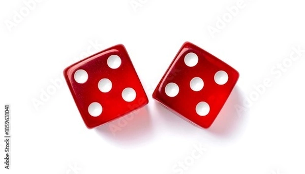 Fototapeta Two red dice showing five