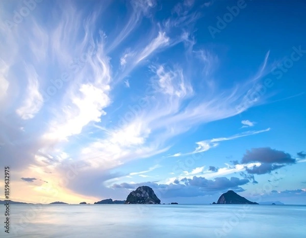 Obraz Tranquil seascape with dramatic clouds