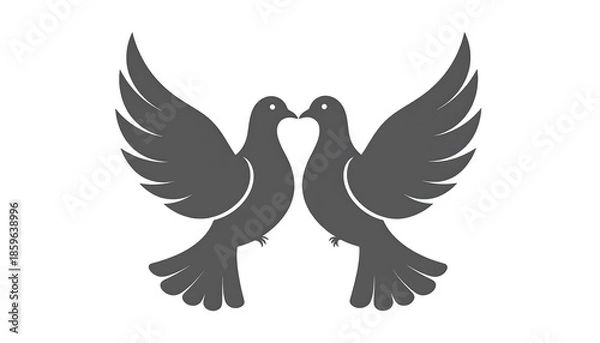 Obraz Two doves facing each other, wings outstretched