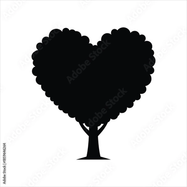 Obraz Heart shaped tree silhouette vector icon
