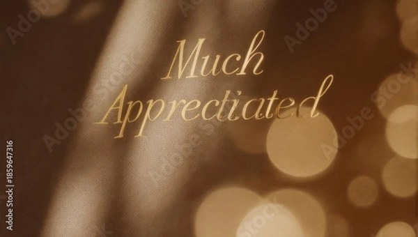 Obraz Elegant Script Text Much Appreciated with Bokeh Lights.