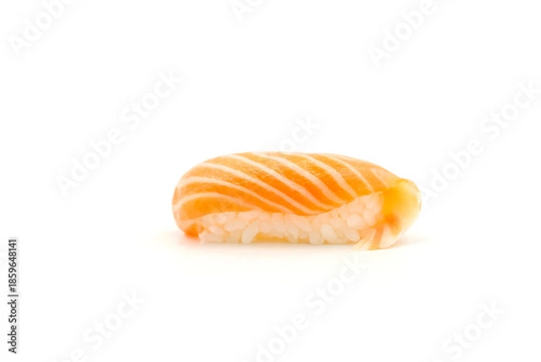 Obraz Salmon sushi on a white background.