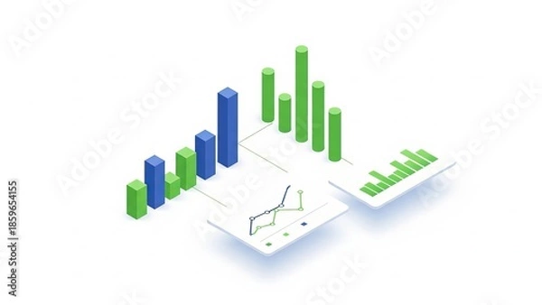 Obraz Isometric Data Analytics Bar Chart Illustration