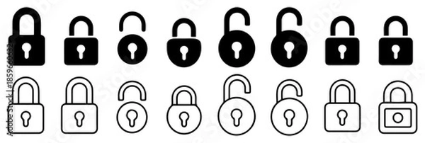 Obraz lock security padlock icon set
