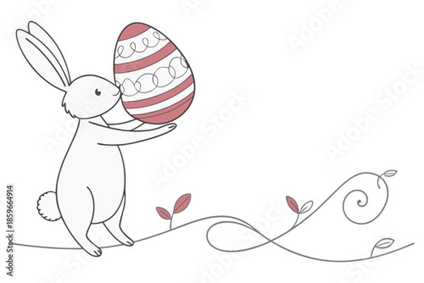 Obraz joyful easter rabbit with colorful egg isolated on white background