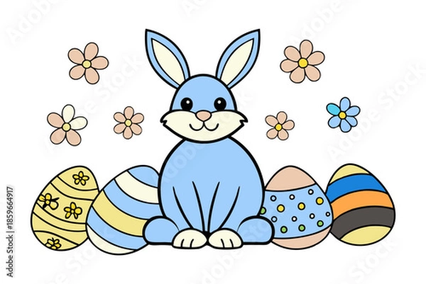 Obraz cute easter bunny rabbit festive spring concept on white background