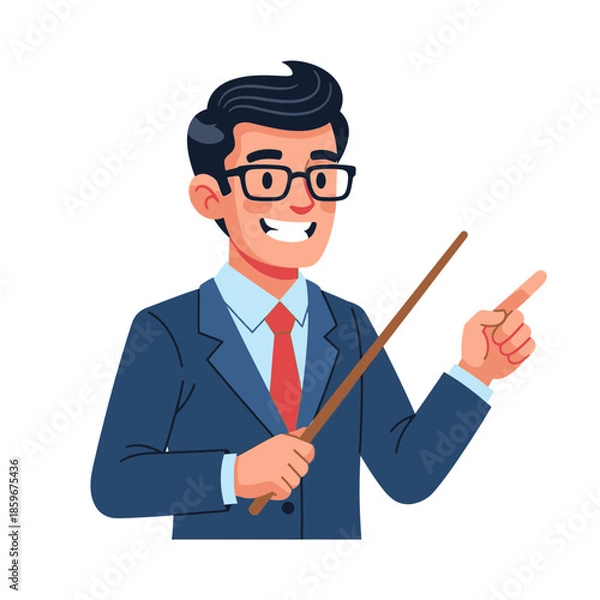 Obraz Teacher Pointing Illustration – Professional Instructor Presentation Vector Art