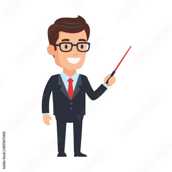 Obraz Teacher Pointing Illustration – Professional Instructor Presentation Vector Art