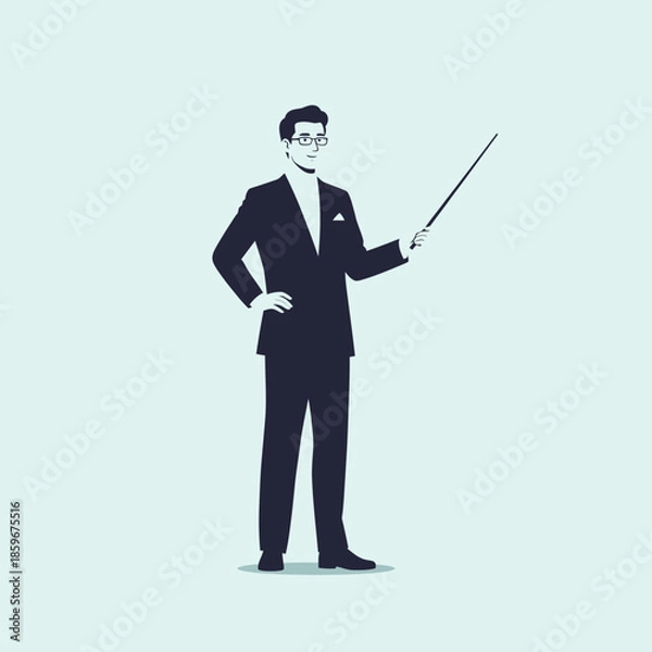 Obraz Teacher Pointing Illustration – Professional Instructor Presentation Vector Art