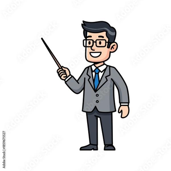 Obraz Teacher Pointing Illustration – Professional Instructor Presentation Vector Art