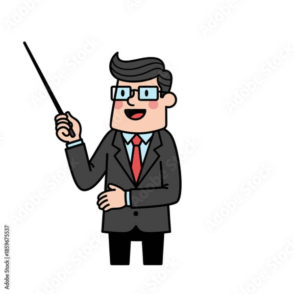 Obraz Teacher Pointing Illustration – Professional Instructor Presentation Vector Art