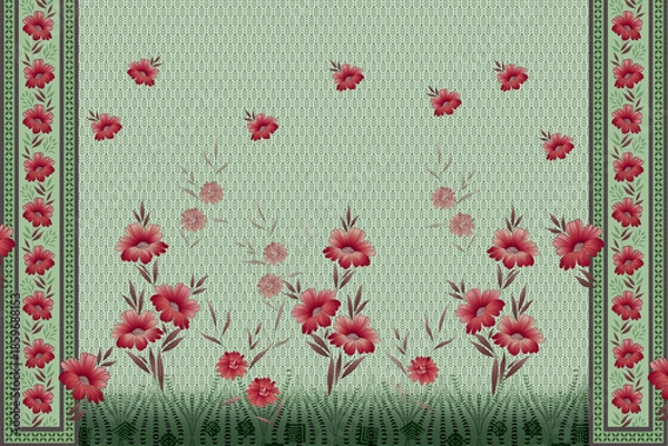Obraz red poppies on green background