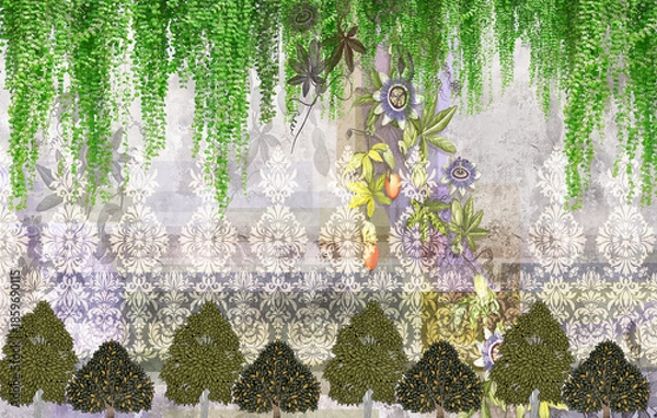 Obraz grunge background with green leaves