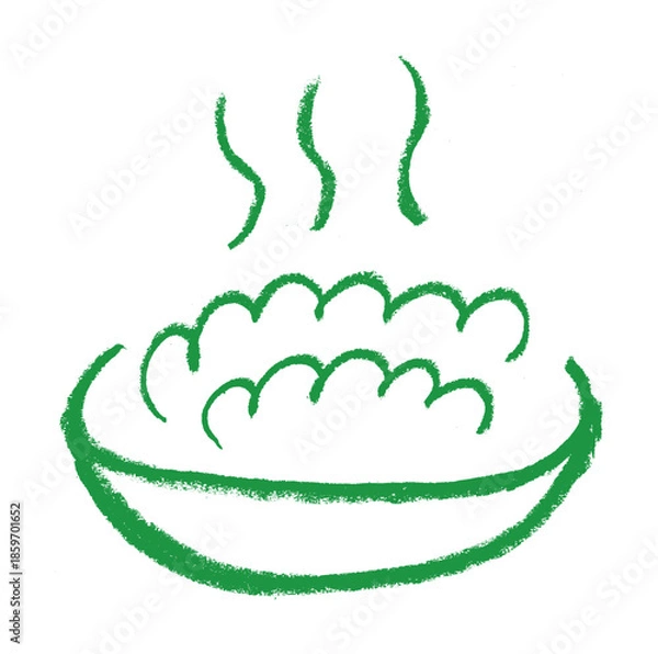 Obraz Rice Dish Icon Crayon Chalk Drawing Vector