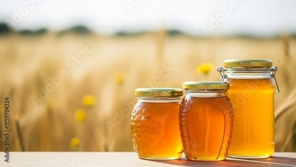 Fototapeta 蜂蜜、黄金色に輝く