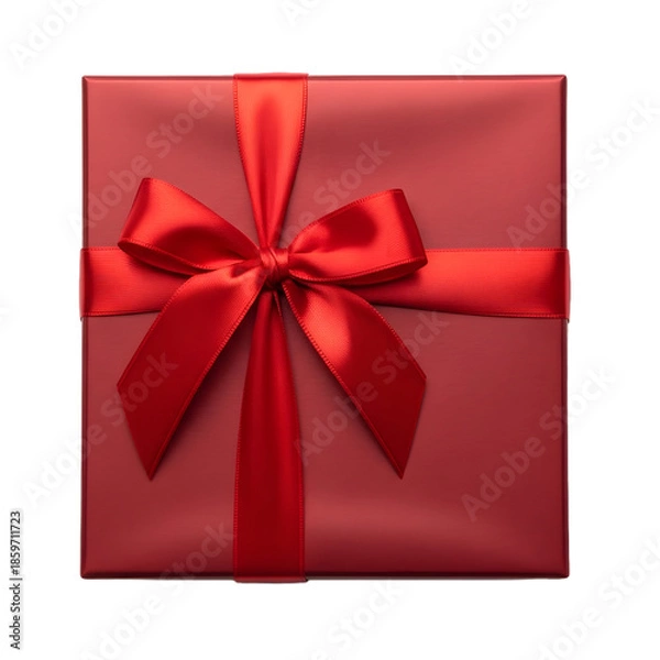 Obraz Elegant red gift box with bow