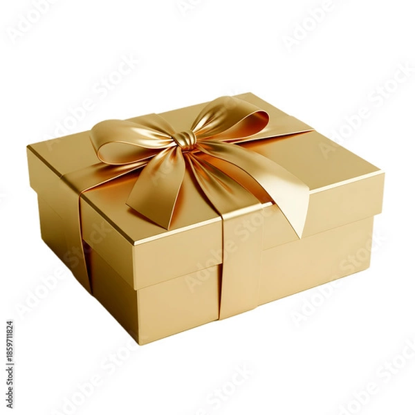 Obraz Elegant golden gift box with bow